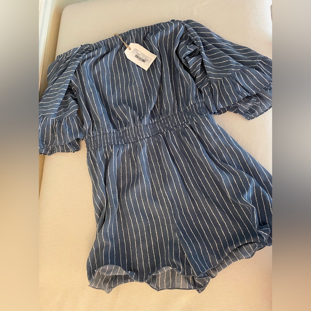 Blue striped romper by free the roses.